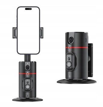P02 Uchwyt na telefon &ndash; statyw obrotowy 360&deg;, czujnik ruchu, Bluetooth, Czarny