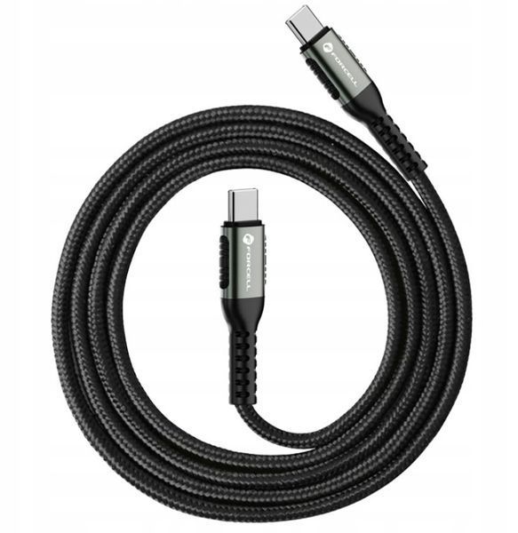 Kabel USB to C Forcell F-Energy Cafule QC4.0 PD 5A 100W 120 cm czarny, Czarny