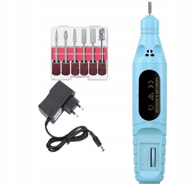 Frezarka Do Paznokci Manicure Pedicure Profesjonalna Zestaw Frezy BiL2, Niebieski