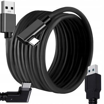 Kabel USB-A do USB-C 5m Metalowy Nieplączący 60MB/s, Ładowanie, Trwały, 90&deg;
