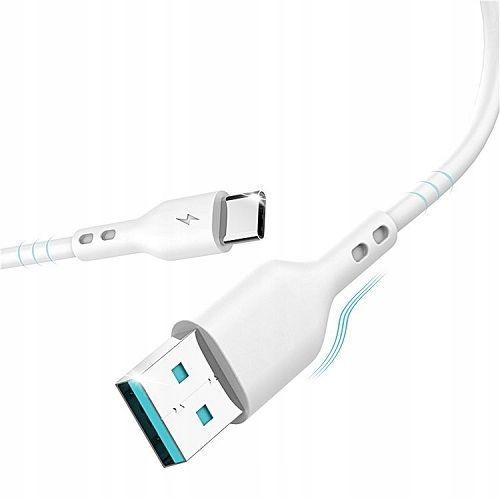 BWOO TYP-C KABEL SZYBKIE ŁADOWANIE USB C WZMACNIANY QC 1m 3.1A WYTRZYMAŁY, Biały