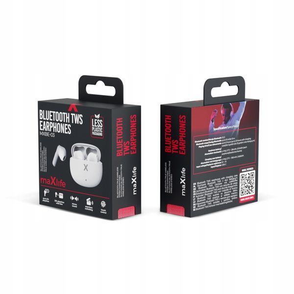 Słuchawki Bluetooth TWS douszne 5.3 USB-C 25h IPX4 białe, Biały