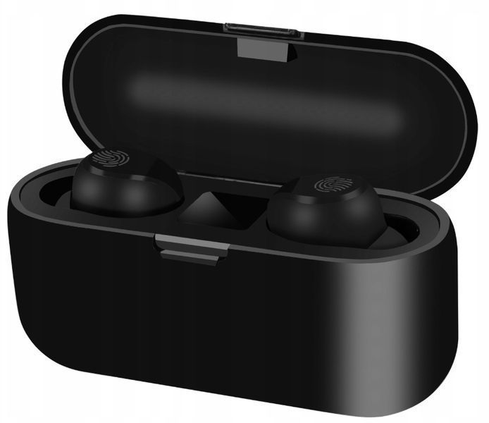 Słuchawki Bezprzewodowe Sportowe Bluetooth Dokanałowe z Etui Ładującym, Czarny