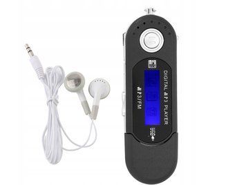 Sportowy odtwarzacz MP3, pendrive mini USB 2.0, FM, obsługa kart TF, Czarny