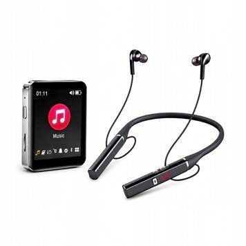 Zestaw MP4 Bluetooth 64GB Ekran Dotykowy HiFi + Słuchawki BT 5.0 100h, Czarny