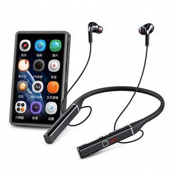 Zestaw MP4 MP3 Bluetooth 8GB Ekran Dotykowy 3.6" HiFi + Słuchawki 100h, Czarny