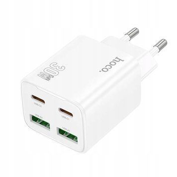 HOCO ładowarka sieciowa 2x USB-C + 2x USB PD QC3.0 3A 30W N56 biała, Biały
