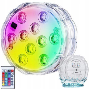 Lampka LED RGB wodoodporna do basenu ogrodu pilot zmiana kolor&oacute;w