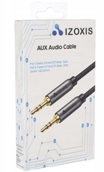 Kabel Jack 3,5 mm Mini AUX Stereo 1,75 m Oplot Gold Wzmocniony, Nieplączący