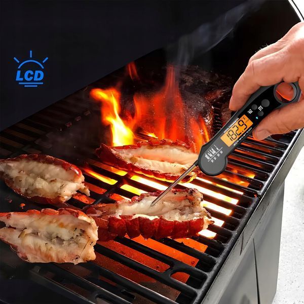 TERMOMETR KUCHENNY CYFROWY SONDA DO MIĘSA STEK&Oacute;W WINA ŻYWNOŚCI NA GRILL, Czarny