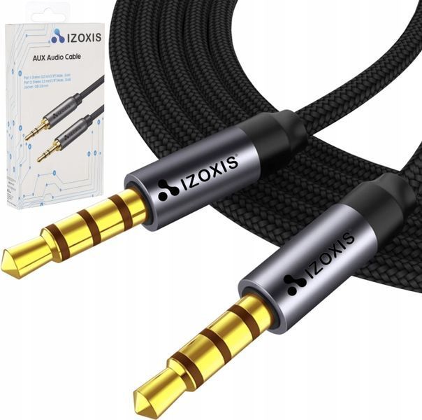 Kabel Jack 3,5 mm Mini AUX Stereo 1,75 m Oplot Gold Wzmocniony, Nieplączący