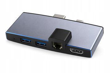Adapter USB-C 6w1 HDMI 4K Ethernet czytnik kart hub do laptopa