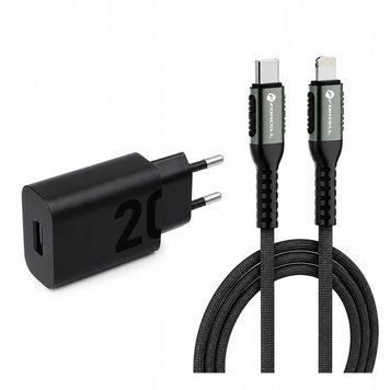 Zestaw ładowarka 20W USB-C + kabel Lightning PD 27W 1,2m szybkie ładowanie, Czarny