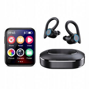 Komplet Odtwarzacz Multimedialny MP3 8GB Bluetooth + Słuchawki TWS Q23, Czarny
