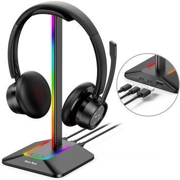 Stojak na Słuchawki Plastikowy Uchwyt z portami USB i podświetleniem RGB