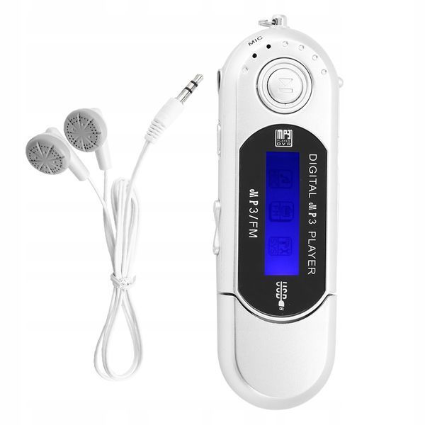 Przenośny Odtwarzacz MP3 z Radiem FM Ekran LCD USB MicroSD Srebrny, srebrny