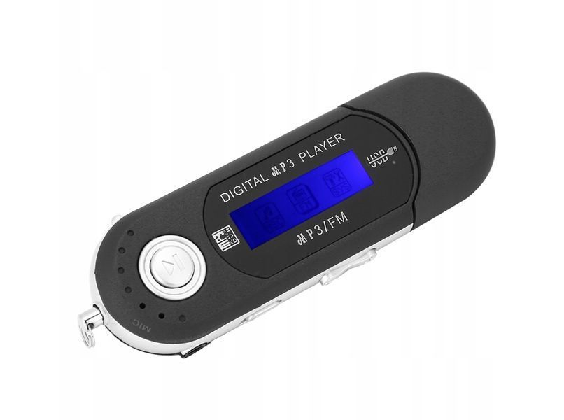 Odtwarzacz MP3 mini USB radio FM karta TF 32GB sportowy czarny, Czarny