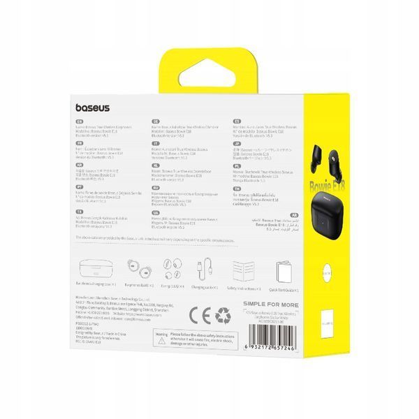 Słuchawki bezprzewodowe Bluetooth 5.3 TWS dokanałowe ENC IPX4 czarne, Czarny