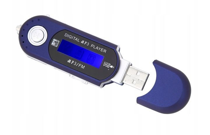 Odtwarzacz MP3 mini USB radio FM karta TF sportowy niebieski, Niebieski