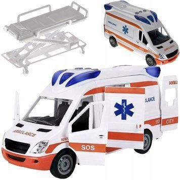 Ambulans Karetka Pogotowia Auto z Dźwięk Pogotowie Światło Otwierane Drzwi, Biały