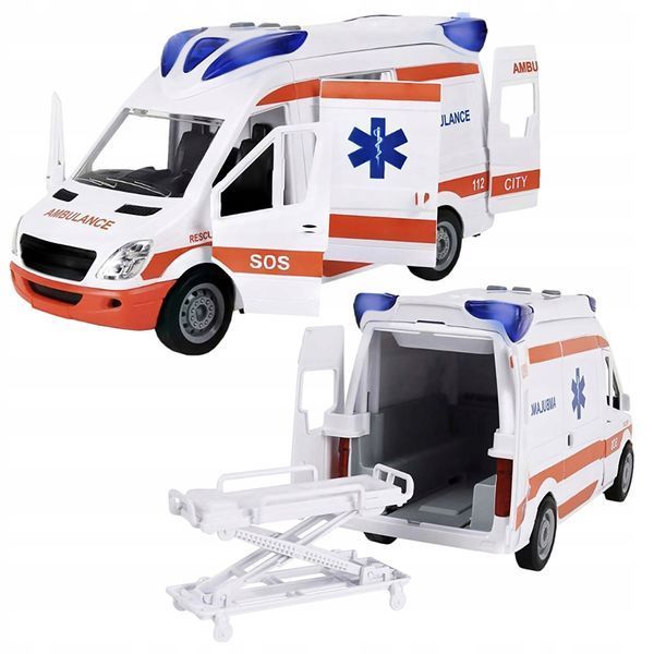 Ambulans Karetka Pogotowia Auto z Dźwięk Pogotowie Światło Otwierane Drzwi, Biały
