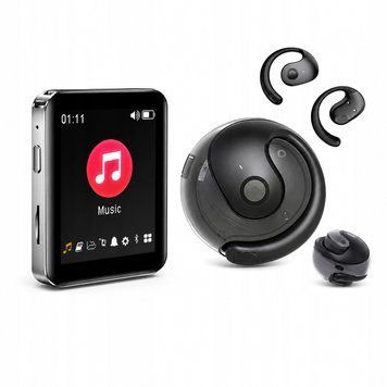 Komplet odtwarzacz MP4 dotykowy 64GB + słuchawki Bluetooth 5.3, Czarny