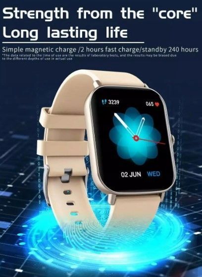 Smartwatch 1.69" Bluetooth 5.1 Temperatura Puls SpO2 IPS Czarny, Czarny