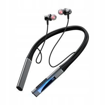 Słuchawki douszne Bluetooth 5.3 metalowa obudowa 500mAh LED 120h pracy, Szary