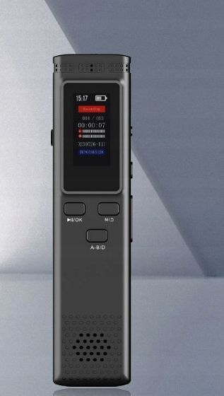 Mini dyktafon cyfrowy 64GB - ekran LCD rejestrator głosu, nagrań i notatek, Czarny