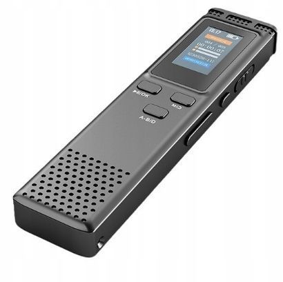 Mini dyktafon cyfrowy 64GB - ekran LCD rejestrator głosu, nagrań i notatek, Czarny
