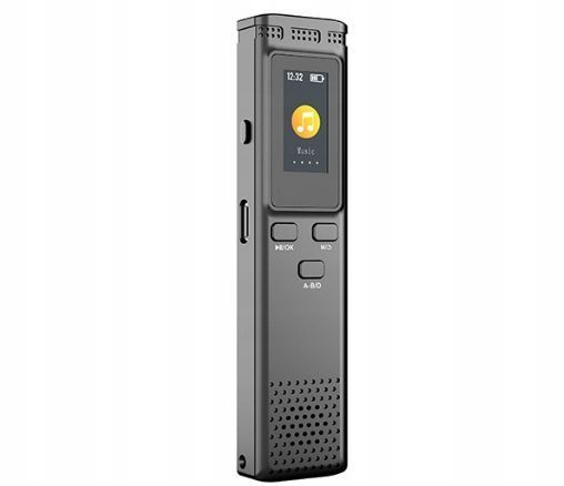 Mini dyktafon cyfrowy 64GB - ekran LCD rejestrator głosu, nagrań i notatek, Czarny