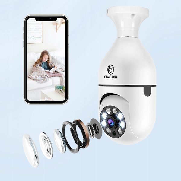 Kamera szpiegowska w żar&oacute;wce E27 z detekcją ruchu i nocnym trybem WiFi 360&deg;