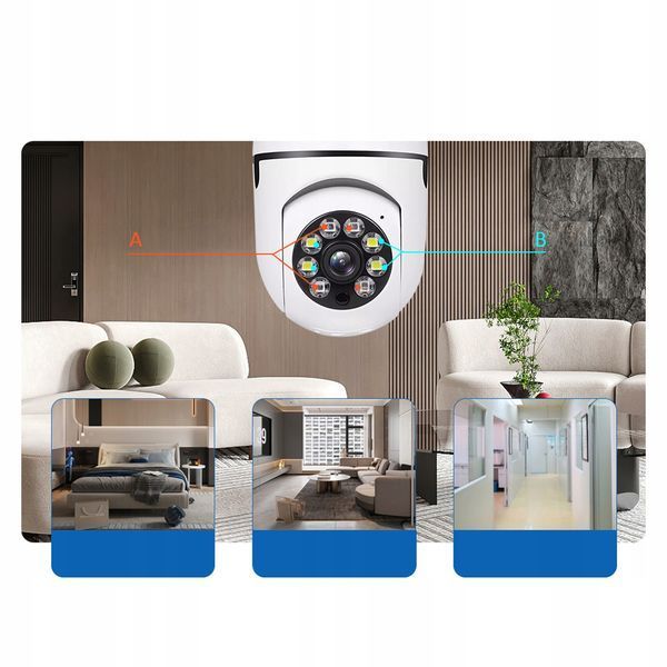 Kamera szpiegowska w żar&oacute;wce E27 z detekcją ruchu i nocnym trybem WiFi 360&deg;
