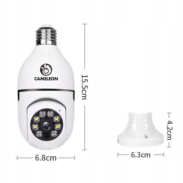 Kamera szpiegowska w żar&oacute;wce E27 z detekcją ruchu i nocnym trybem WiFi 360&deg;