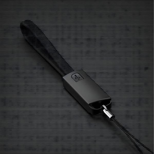 Kabel Ładowarka Brelok Smycz do Danych USB-C - USB-A Szybkie Ładowanie, Czarny