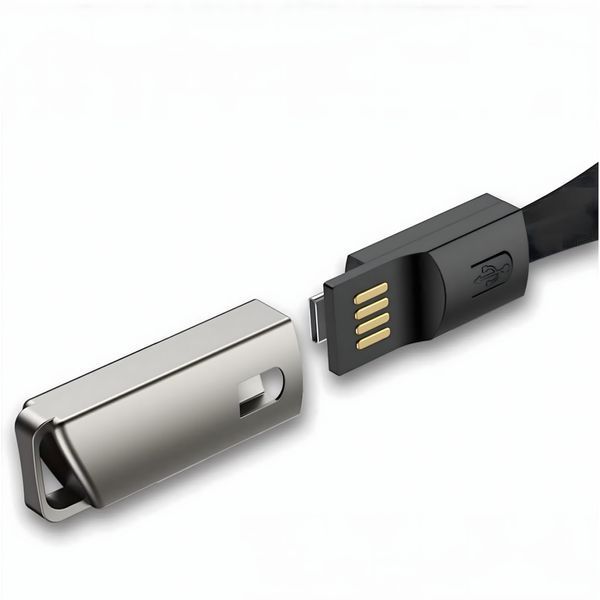 Kabel Ładowarka Brelok Smycz do Danych USB-C - USB-A Szybkie Ładowanie, Czarny