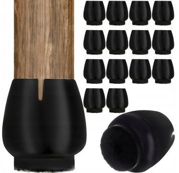 Nakładki silikonowe Malatec na nogi krzeseł z filcem 16 szt. 14-18mm czarne, Czarny