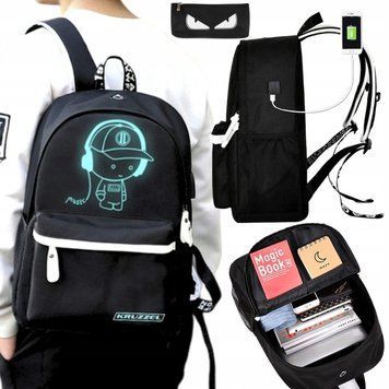 Młodzieżowy plecak Marshmello świecący &ndash; z USB, kł&oacute;dką i pi&oacute;rnikiem, wielokolorowy