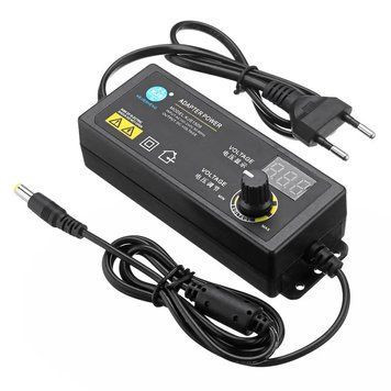 Zasilacz regulowany 3V&ndash;24V 2.5A 60W z wyświetlaczem uniwersalne końc&oacute;wki