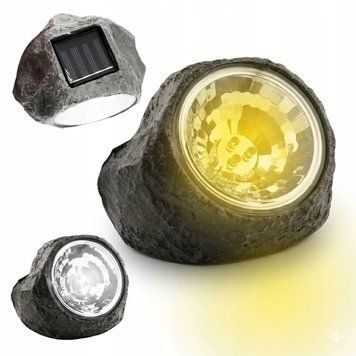 Lampa solarna LED kamień ogrodowy dyskretne oświetlenie bez kabli, Szary