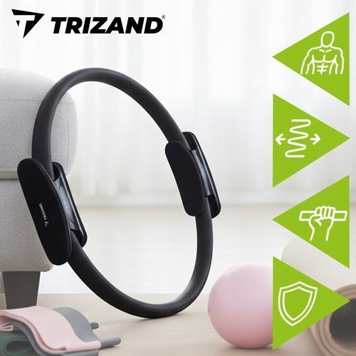 Obręcz fitness do pilatesu z ergonomicznymi uchwytami i elastycznym ringiem, Czarny
