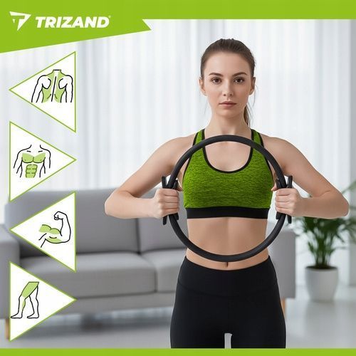Obręcz fitness do pilatesu z ergonomicznymi uchwytami i elastycznym ringiem, Czarny