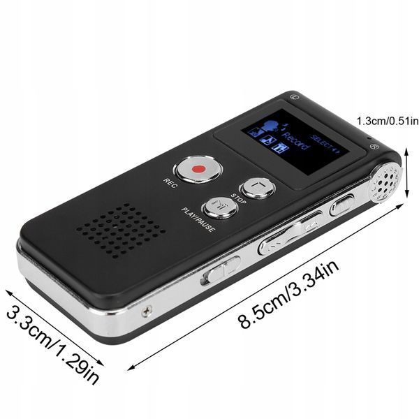 Dyktafon cyfrowy SK-012 16GB z długim nagrywaniem i odtwarzaczem MP3, Czarny