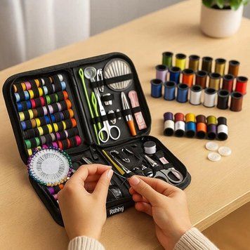 Zestaw do szycia 128 el. w etui komplet akcesori&oacute;w krawieckich nici, igły