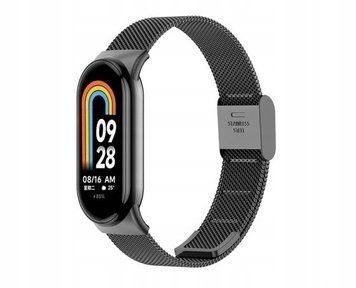 Bransoleta pasek do Xiaomi Mi Band 8 czarna stal nierdzewna, Czarny
