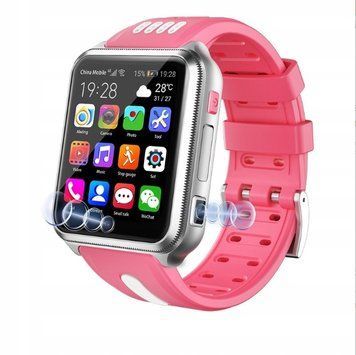 Smartwatch dziecięcy 4G GPS WiFi wideorozmowy SOS ekran IPS r&oacute;żowy, R&oacute;żowy