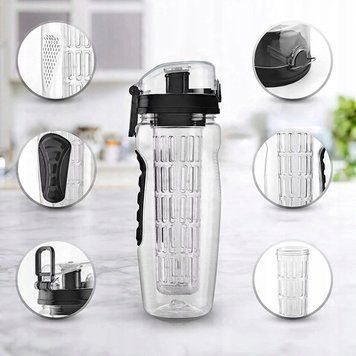 Bidon sportowy 1L Trizand z wkładem na owoce, na wodę BPA Free, trening, bezbarwny