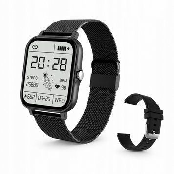 Smartwatch 1.69" HD Bluetooth Pulsoksymetr 25 Tryb&oacute;w Sportowych, Czarny