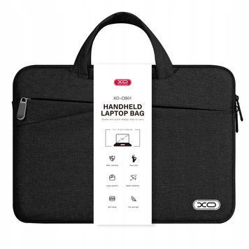 Torba na laptopa o przekątnej ekranu 14" z zewnętrzną kieszenią, Czarny