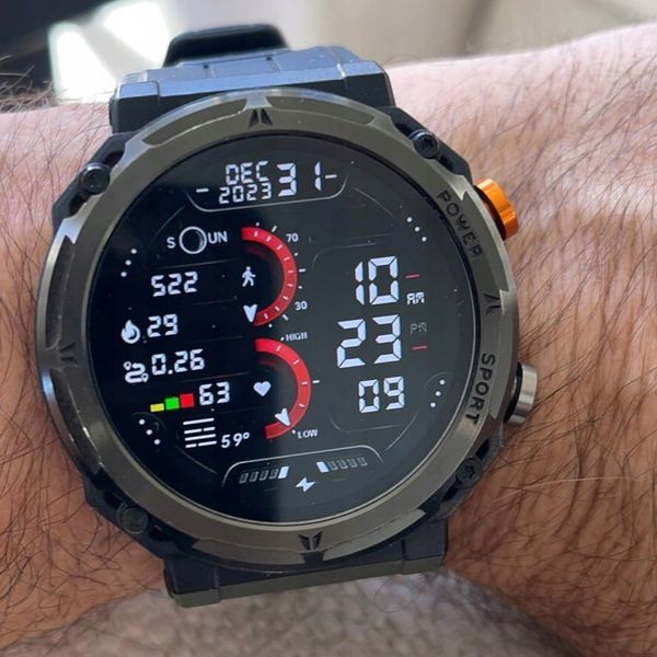 Smartwatch męski CP21 z rozmowami Bluetooth, pulsometrem i ciśnieniomierzem, Czarny